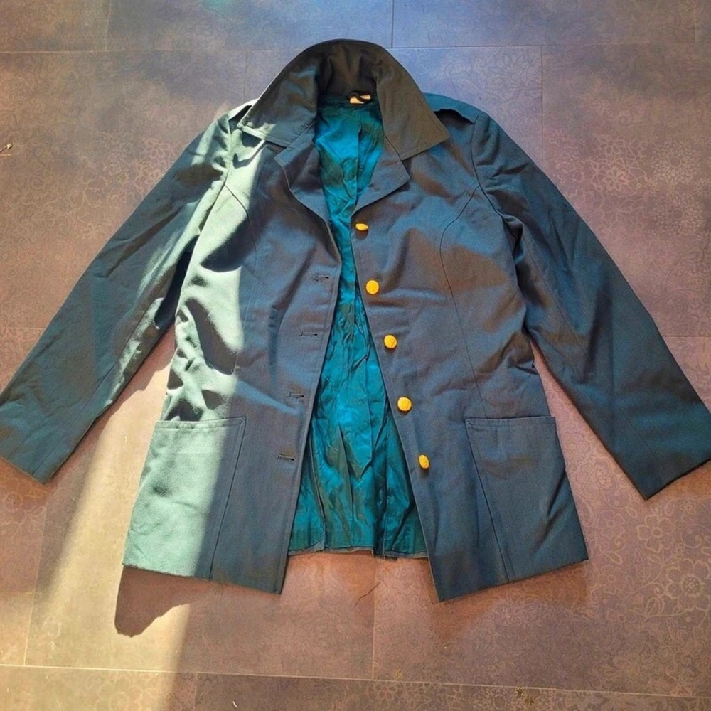Elegant Teal Blazer with Gold Accents